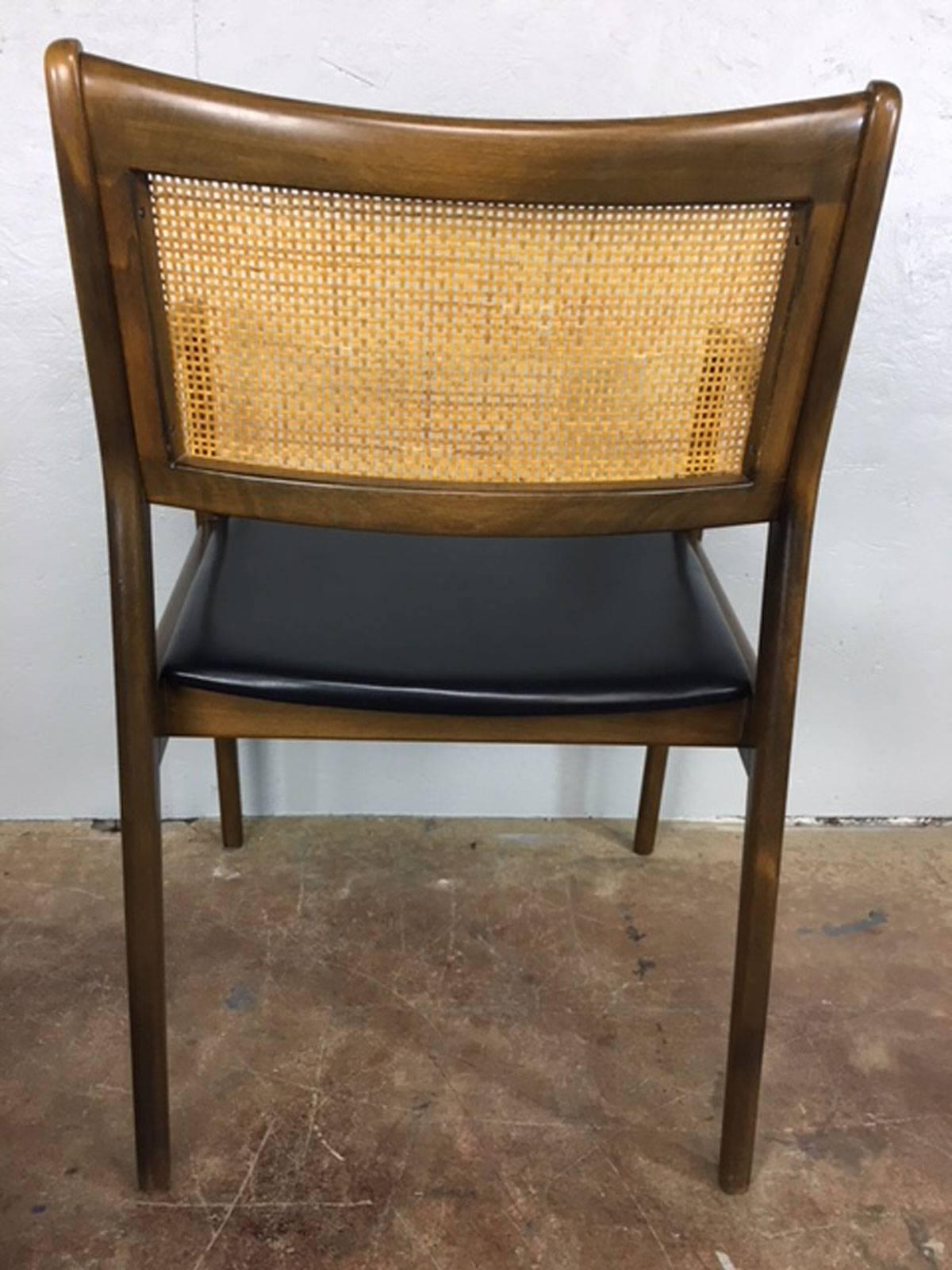 Mid-20th Century Erik Ekselius Cane Back and Leather Side or Dining Chairs