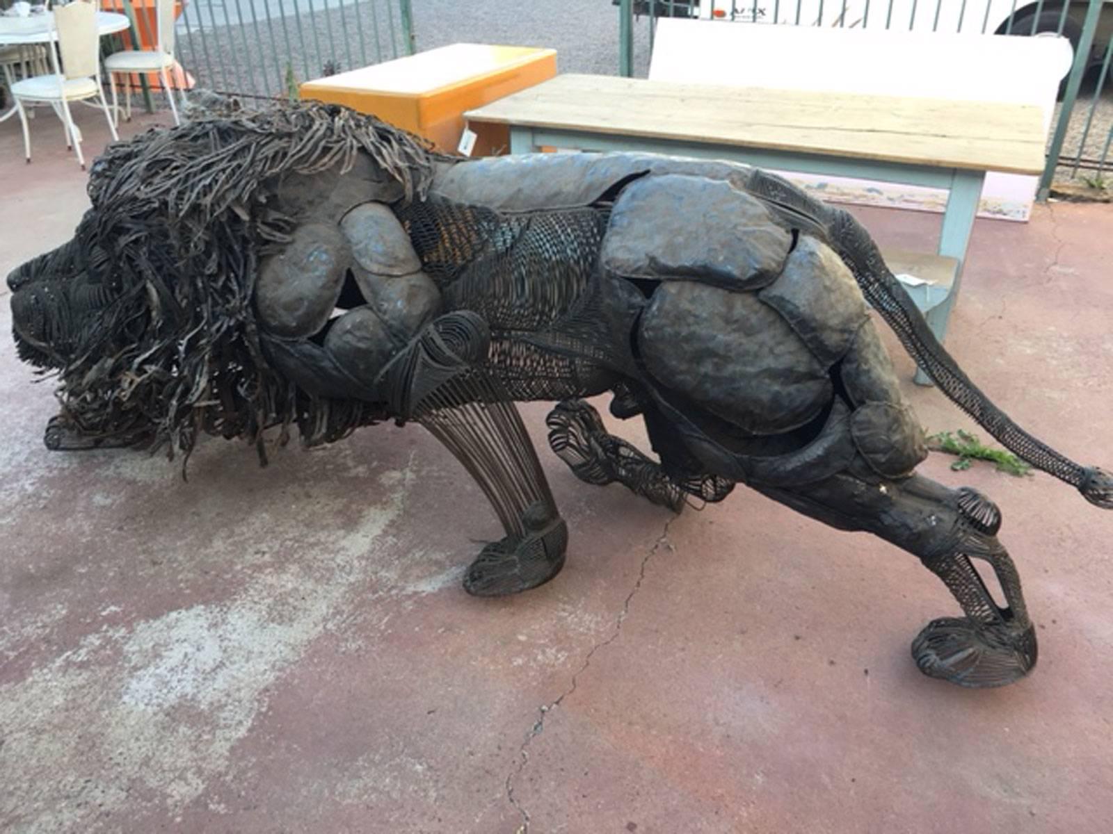 American Lifesize Lion Metal Sculpture by Dale Edwards