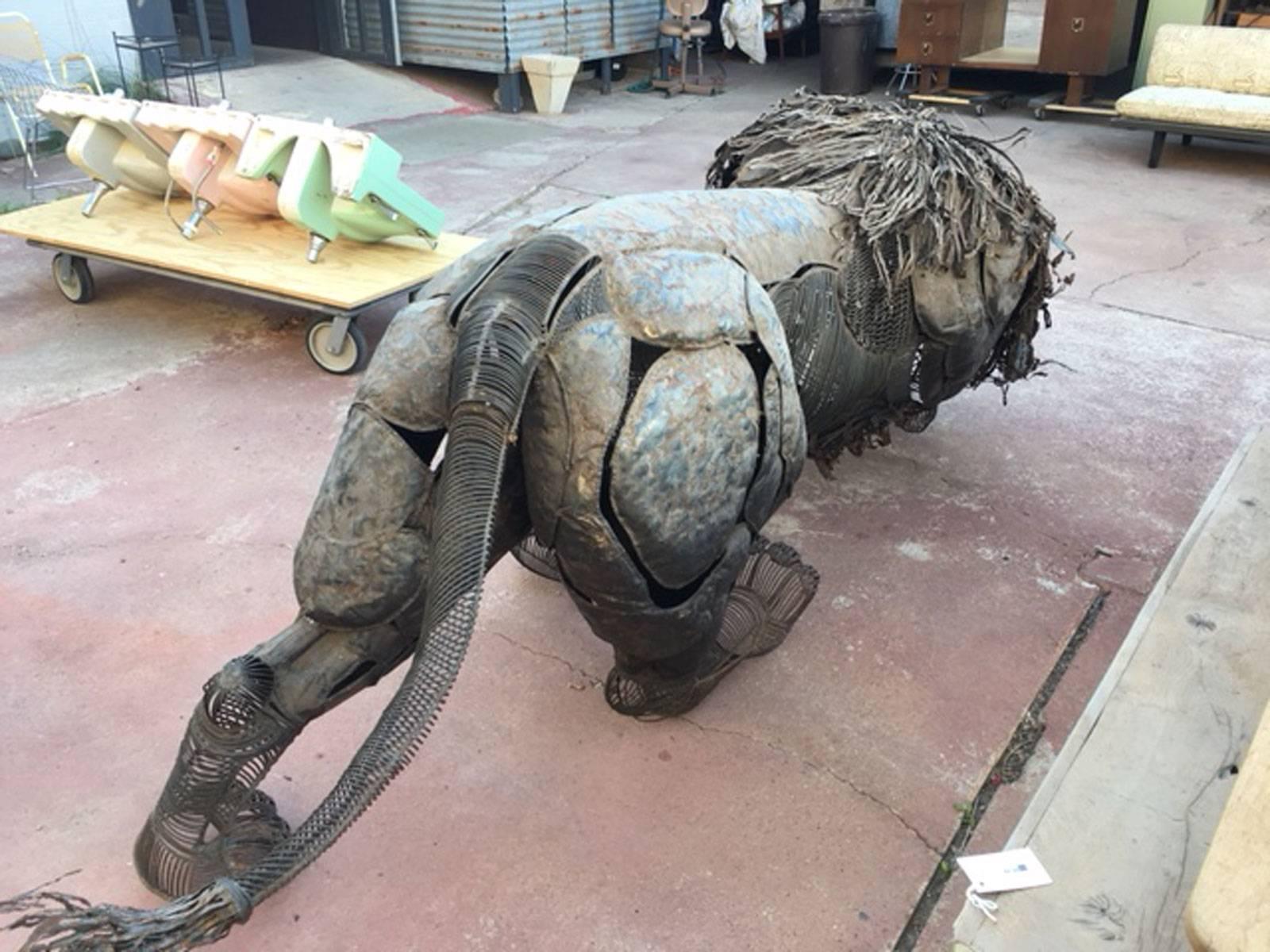 Late 20th Century Lifesize Lion Metal Sculpture by Dale Edwards