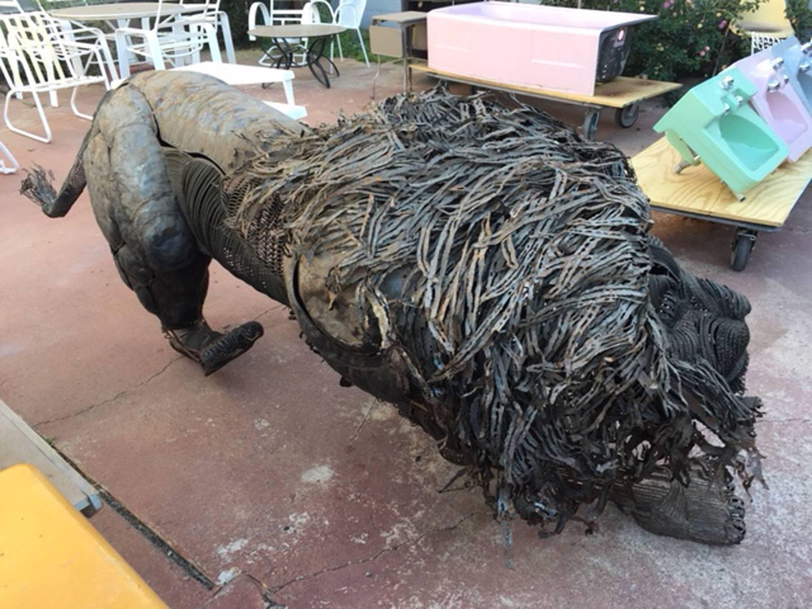 Lifesize Lion Metal Sculpture by Dale Edwards In Good Condition In Phoenix, AZ
