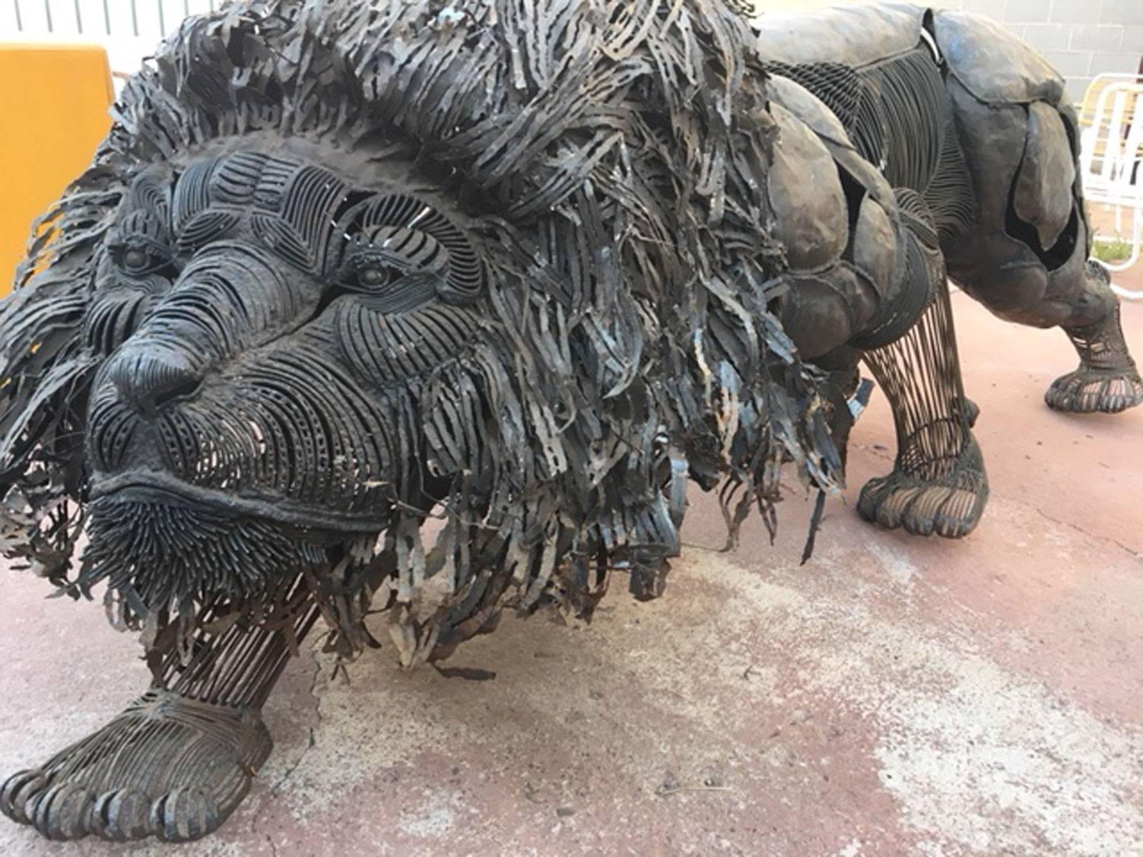 Welded Lifesize Lion Metal Sculpture by Dale Edwards