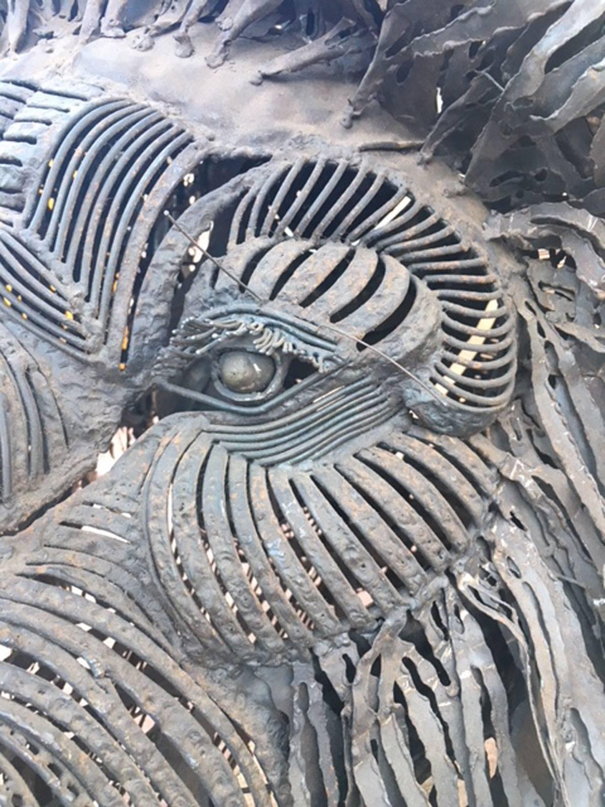 Tribal Lifesize Lion Metal Sculpture by Dale Edwards