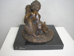 Child with Dog Bronze by J. Daste, circa 1920