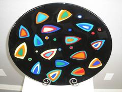 Large Abstract Decorative Glass Plate by Childs, 2006