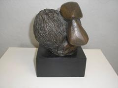 Bronze Sculpture by Sunol Alvar Titled "Indian with Bird"