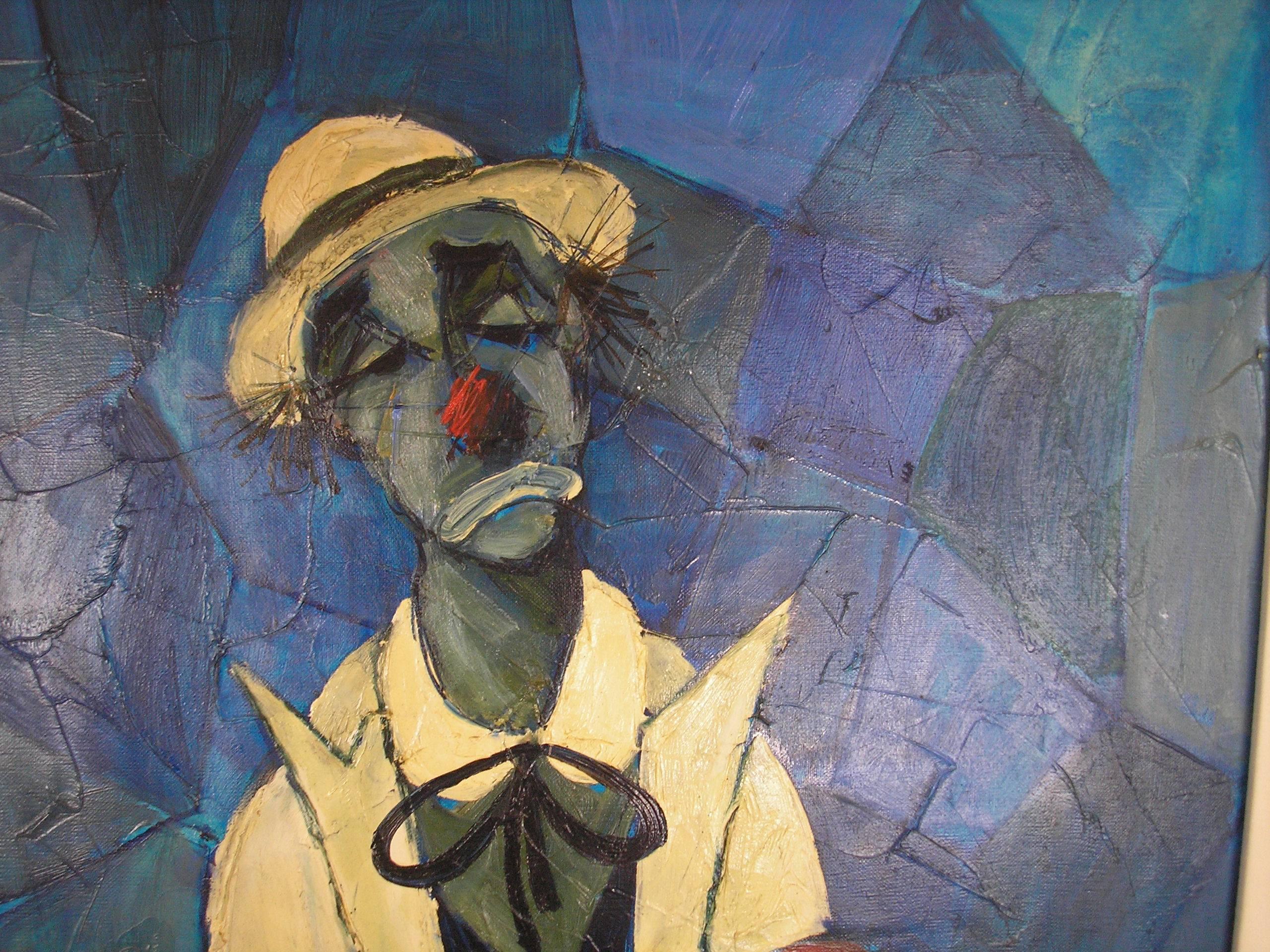 Bohemian Original Acrylic Painting of a Clown by Bernard Lignon
