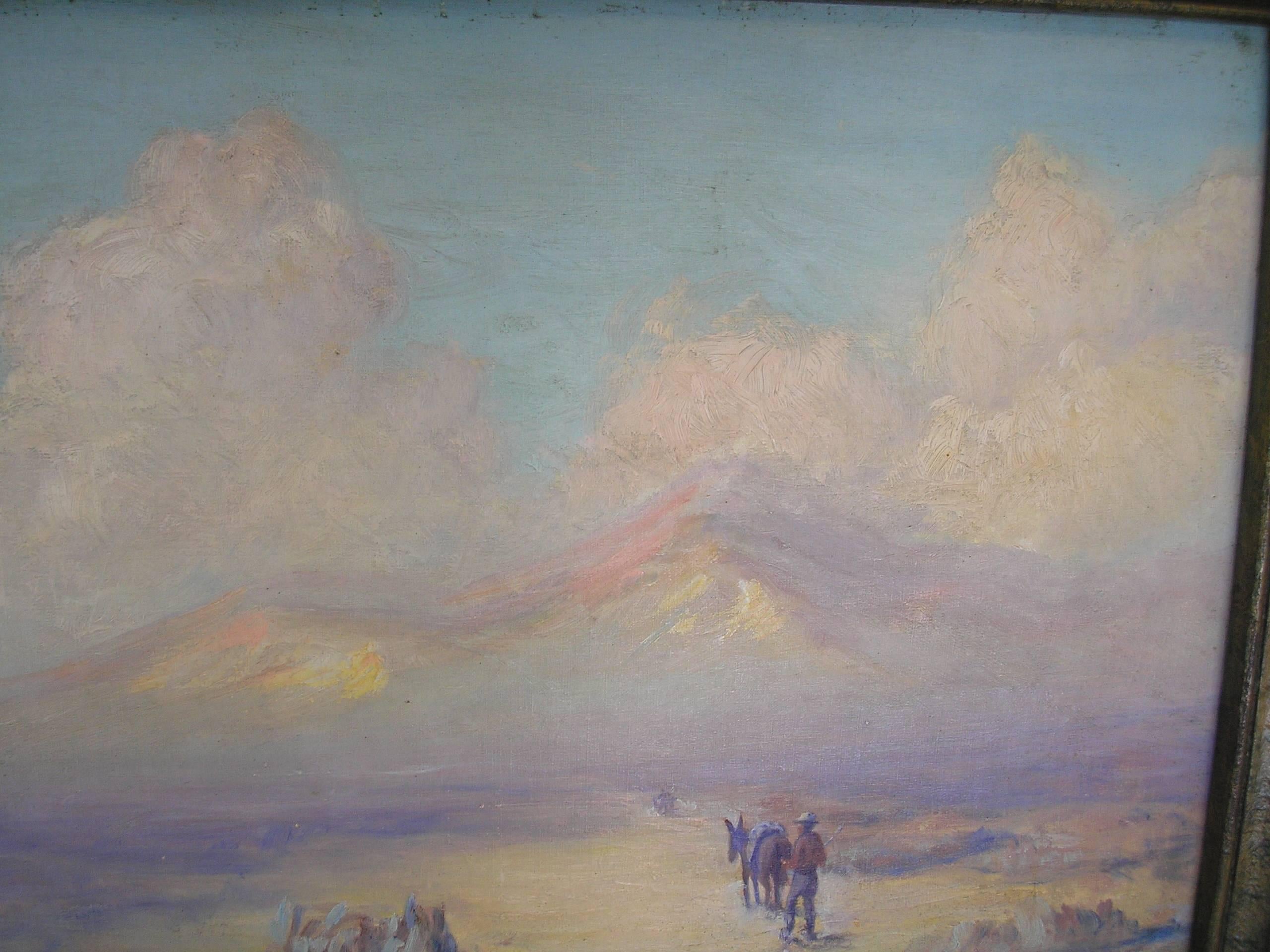 American Classical Original Oil of a Cowboy and Horse Signed by N. Lincoln Smith