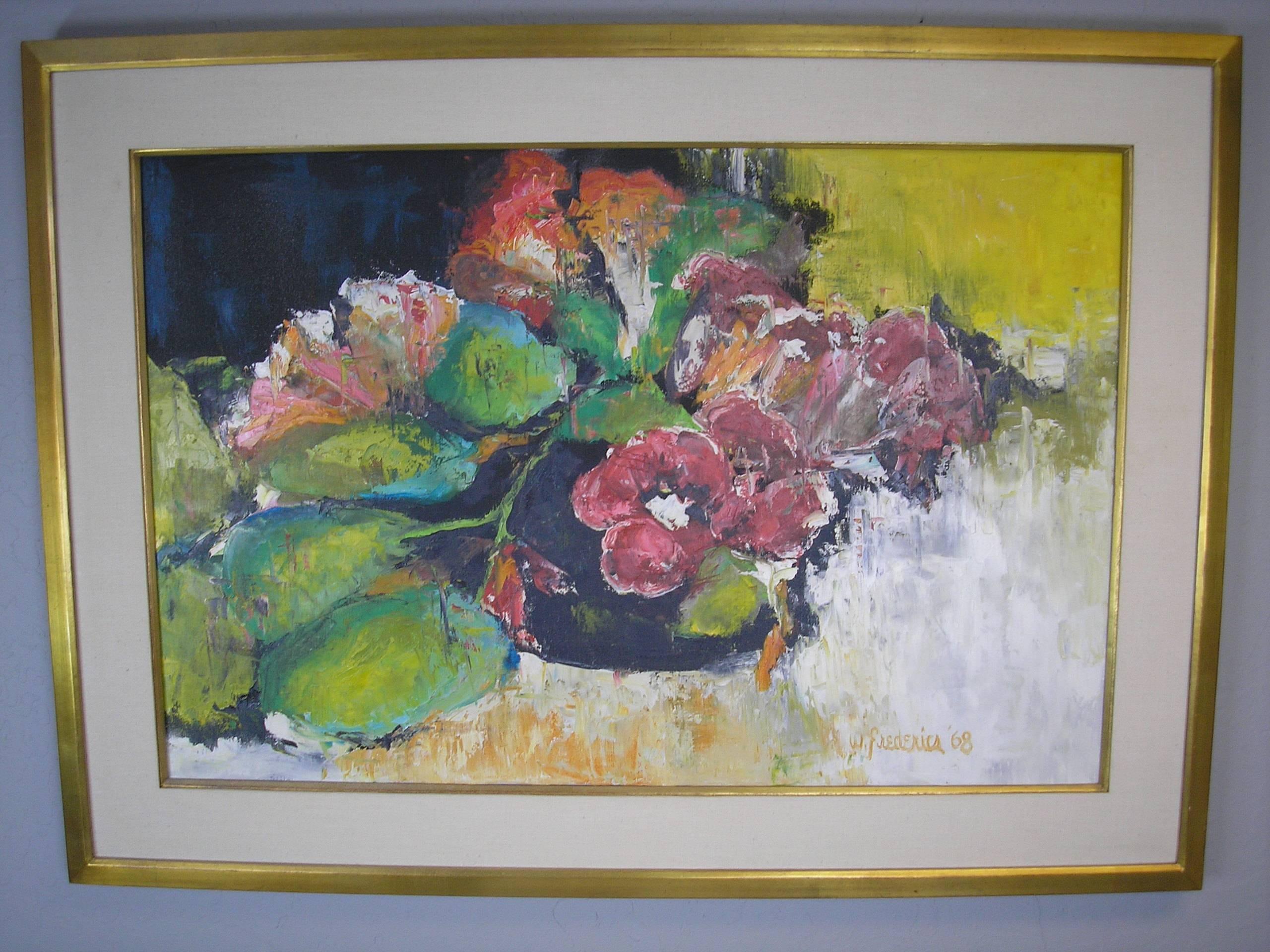Hand-Painted Original Acrylic Painting by W. Frederika, 1968 For Sale