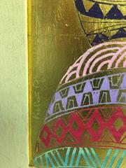 Original Paolo Emilio Bergamaschi Oil and Gold Foil Painting, circa 1978