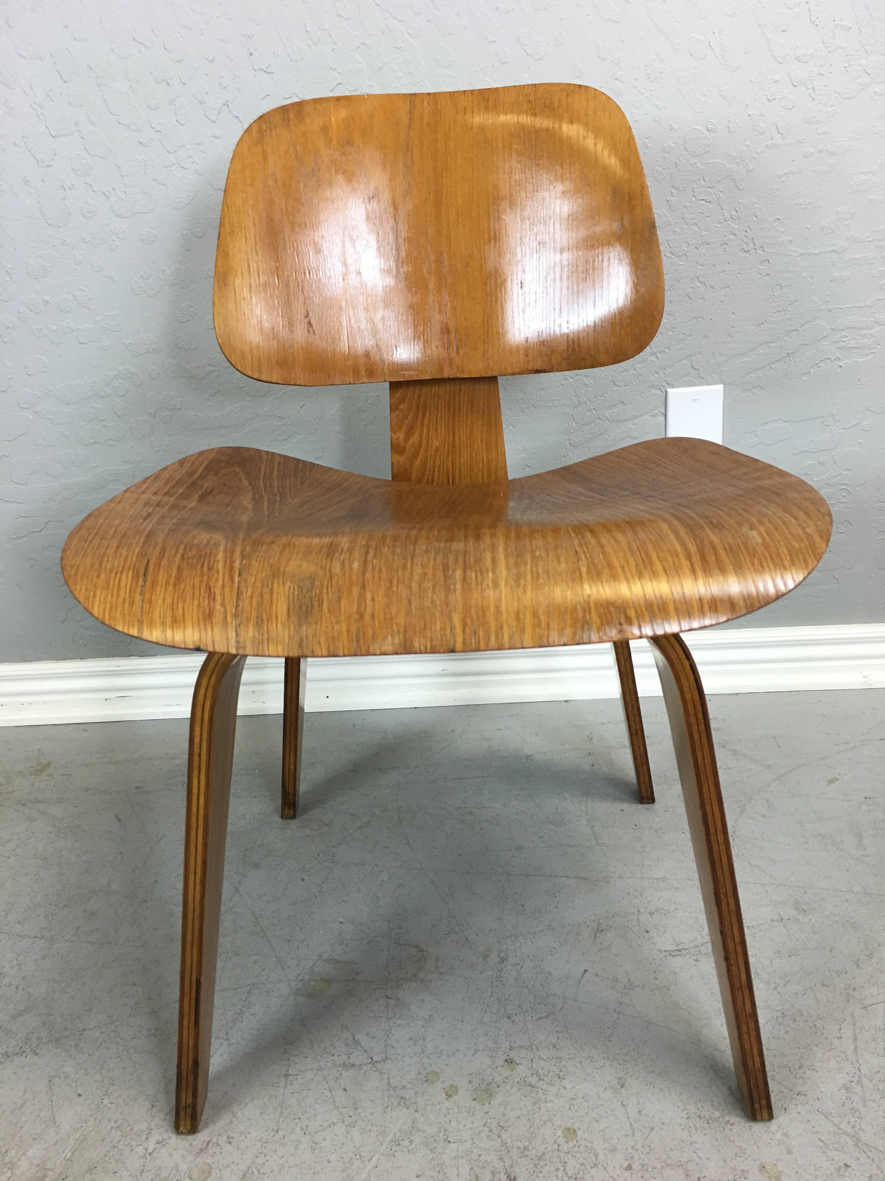 Wood Charles Eames DCW Chairs by Evans Products Company for Herman Miller For Sale