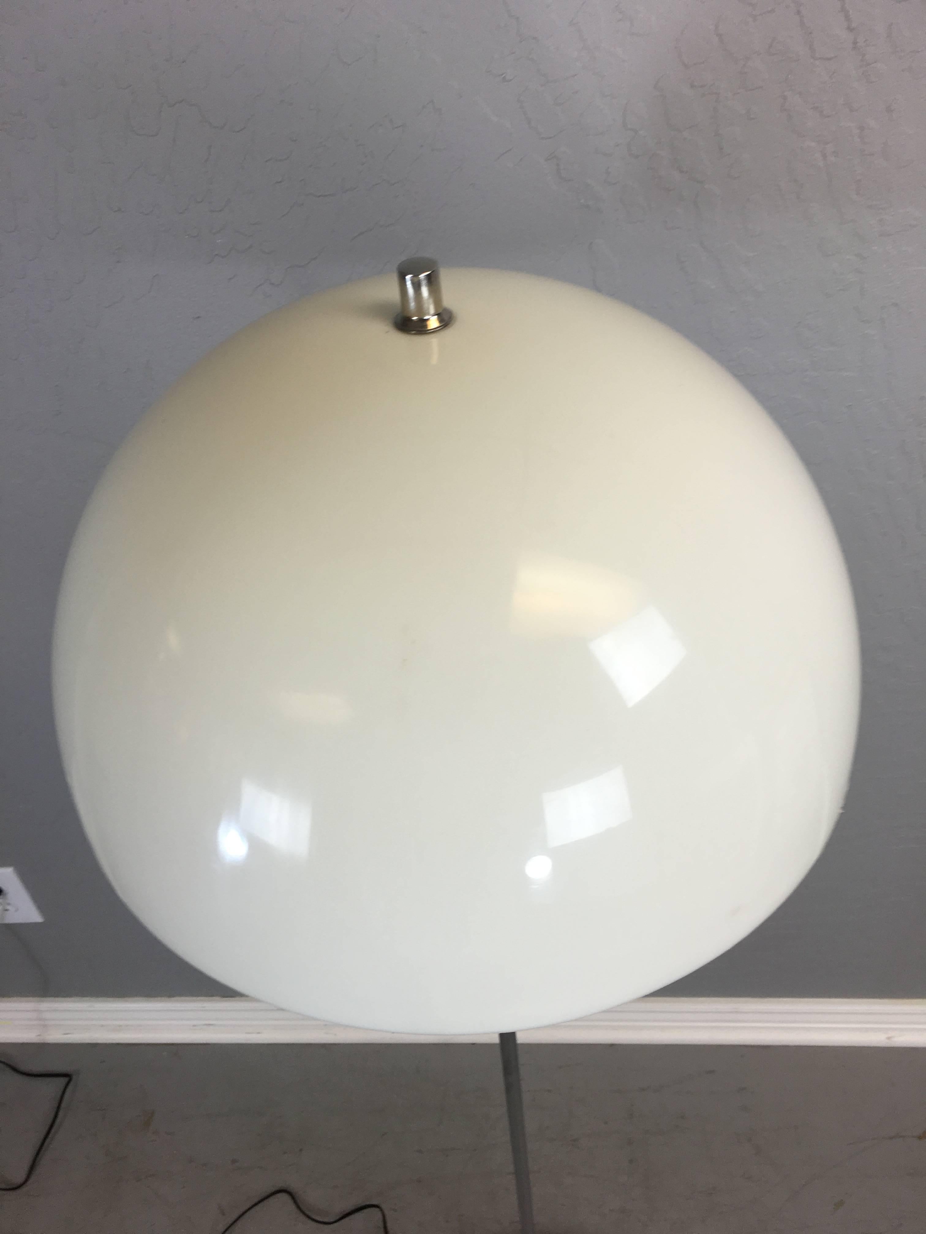 Mid-Century floor lamp with plastic dome shade. By underwriters laboratories.
Made in the USA. 54