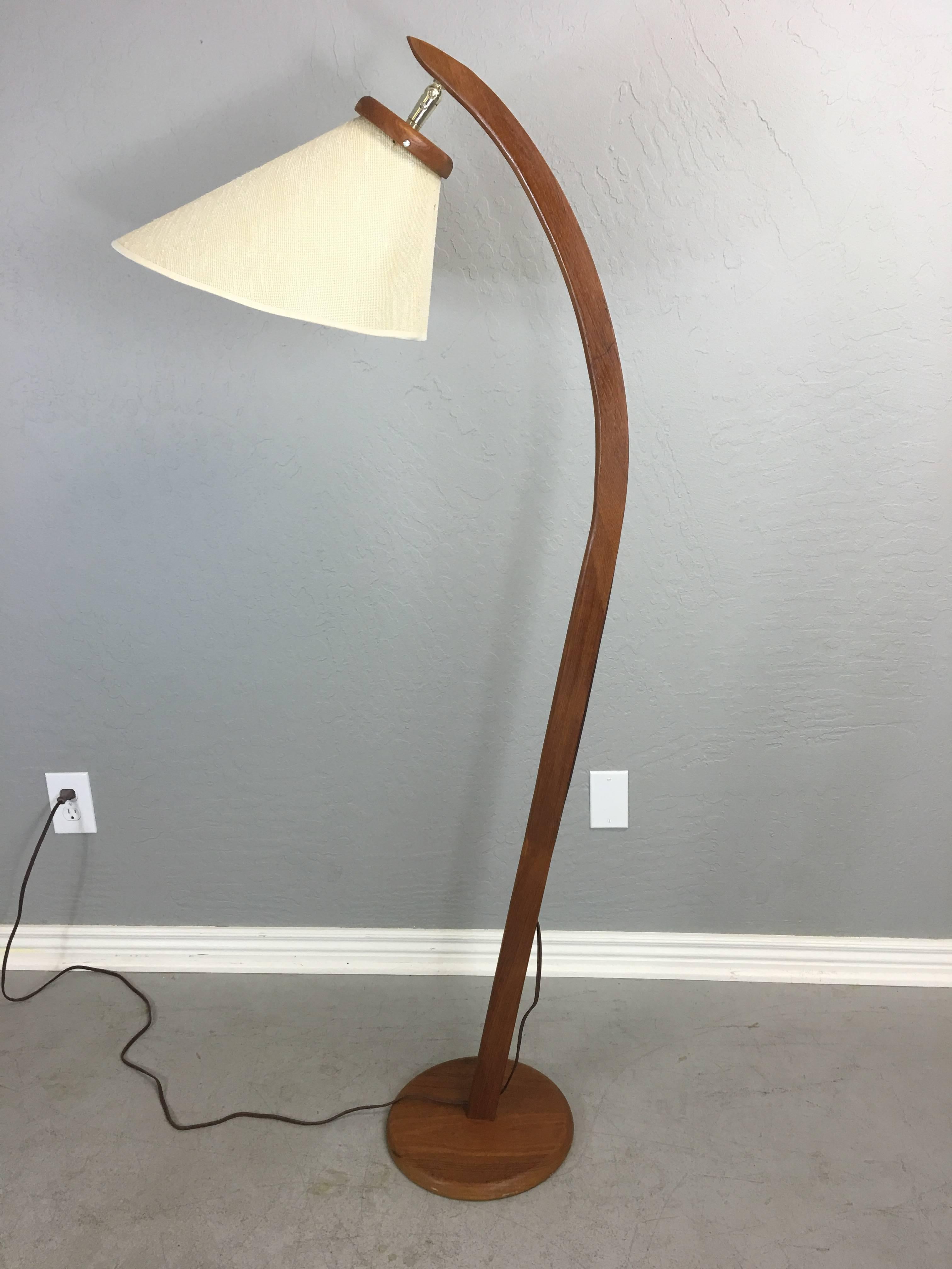 mid century modern teak floor lamp