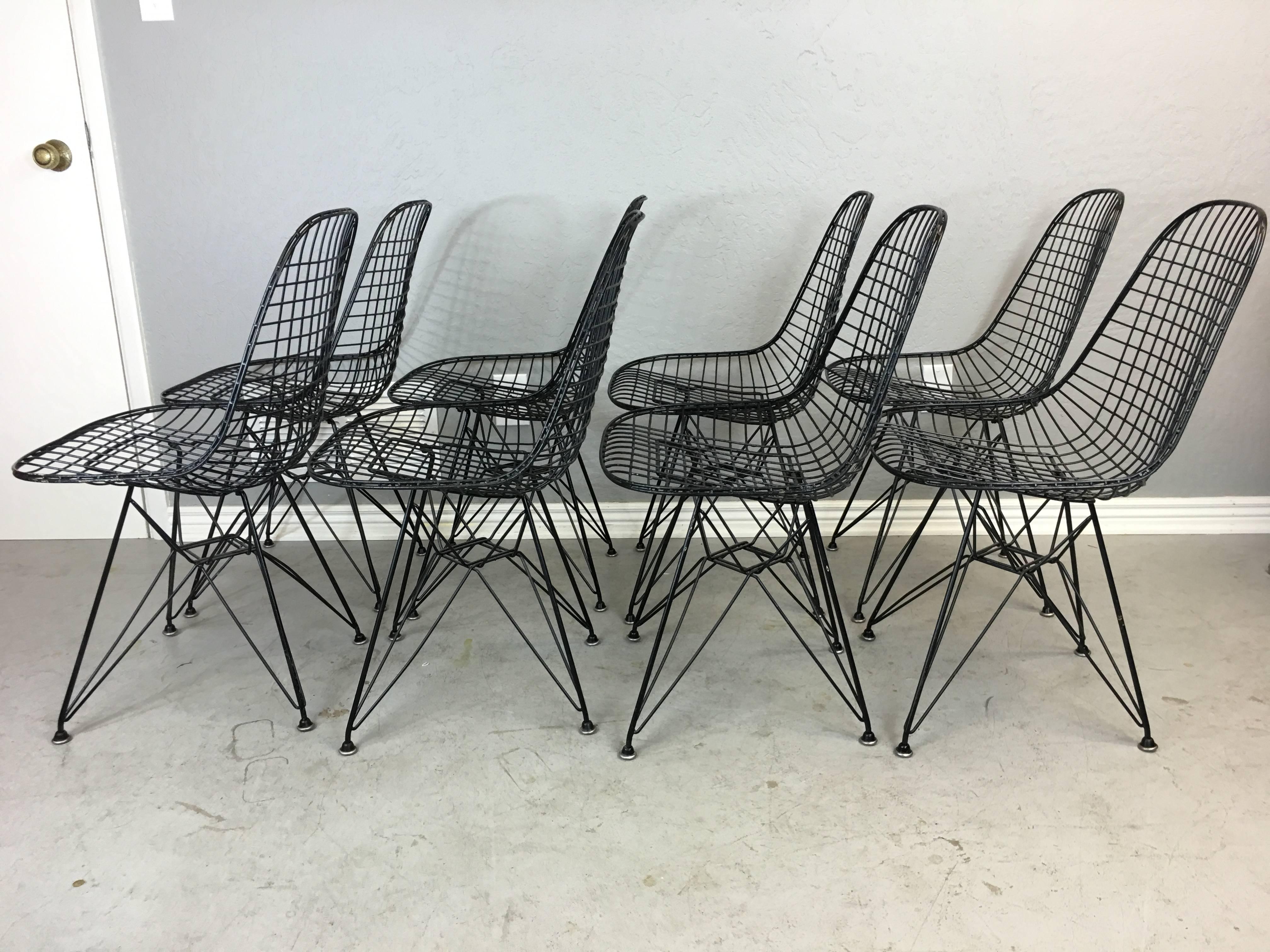 Mid-Century Modern Charles and Ray Eames DKR5 Eiffel Base Chairs