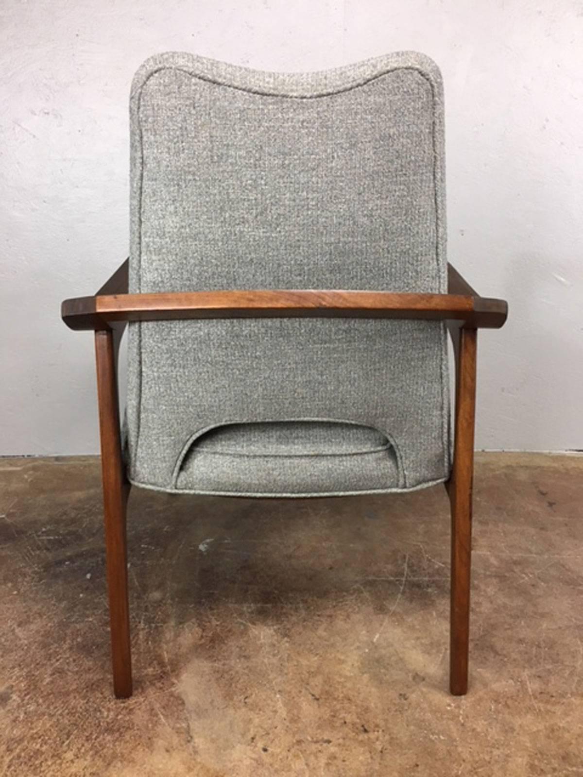Upholstery Danish Walnut Wrap Around Lounge Chairs Attributed to Adrian Pearsall 