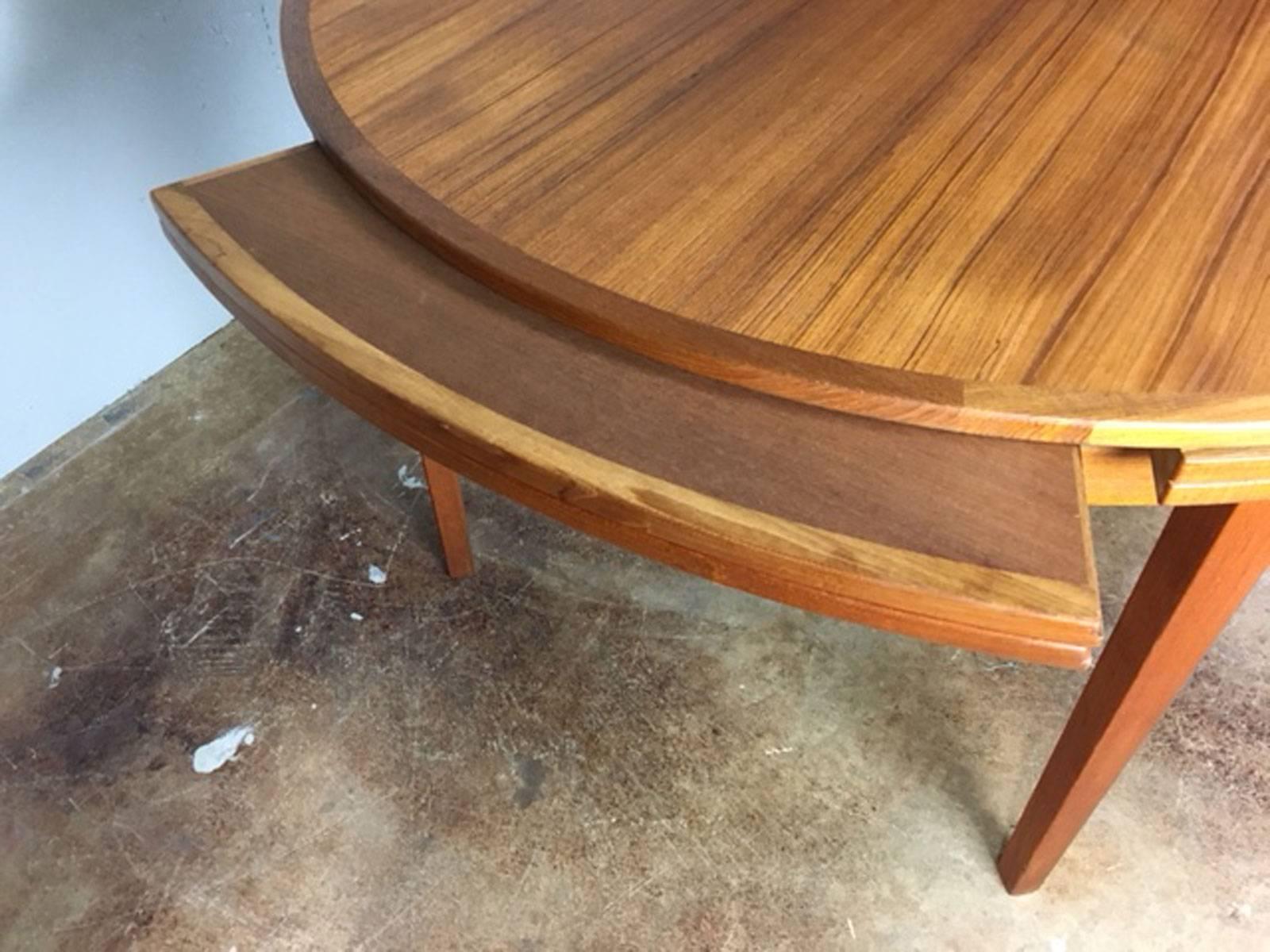Mid-20th Century Teak Flip Flap Extension Dining Table by Dyrlund