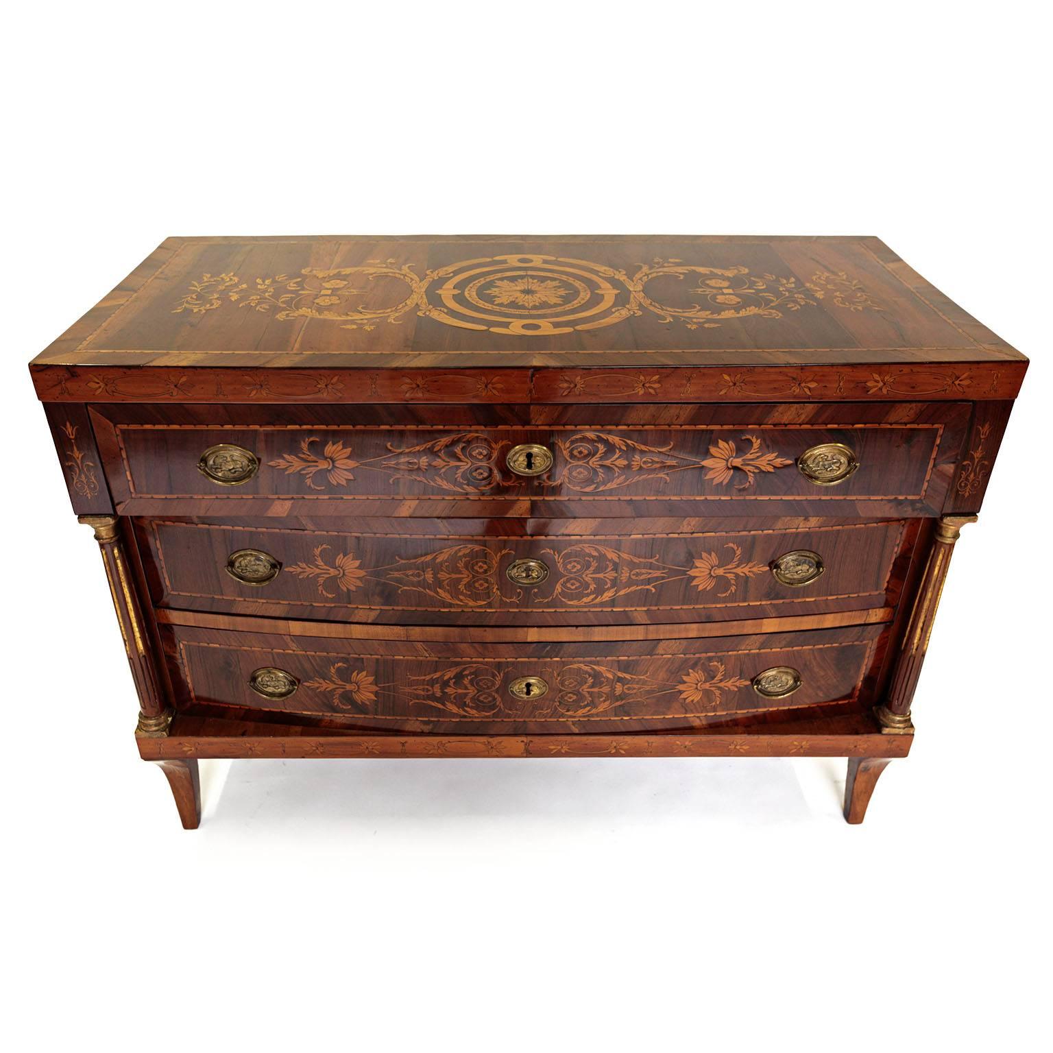 Neoclassical Early 19th Century Marquetry Commode For Sale