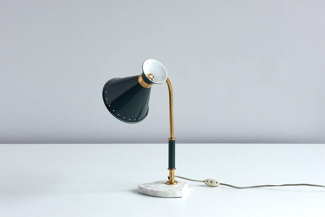 Italian 1950s Table or Desk Brass Lamp with Adjustable Shade