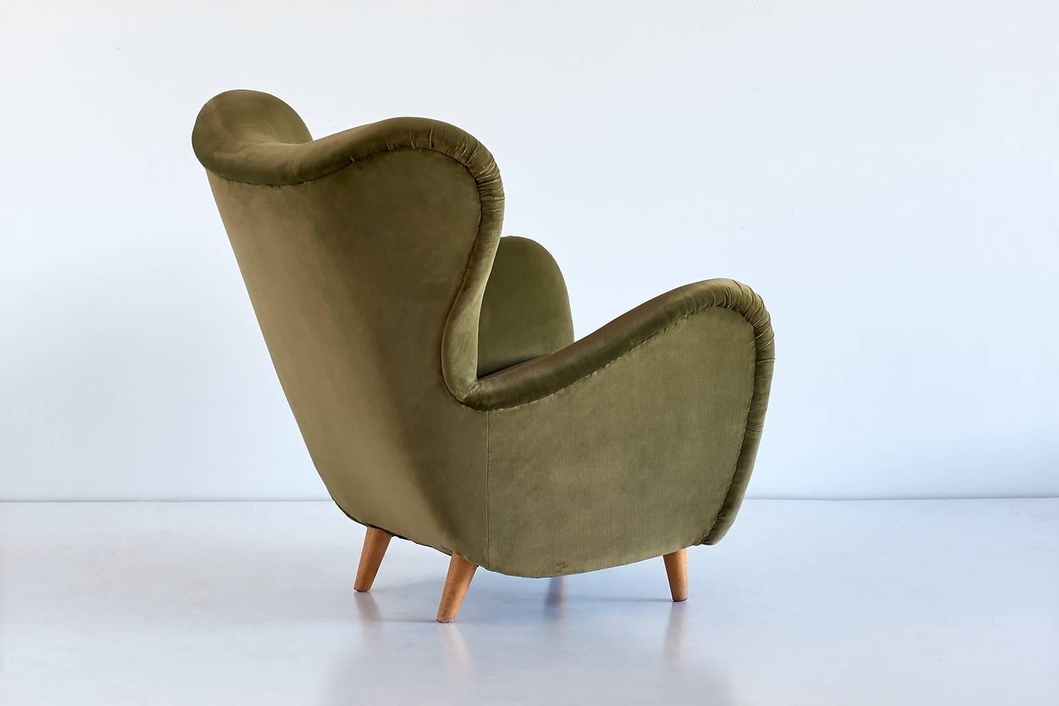 Swedish Wingback Lounge Chair by Otto Schultz for Boet, Sweden, 1946