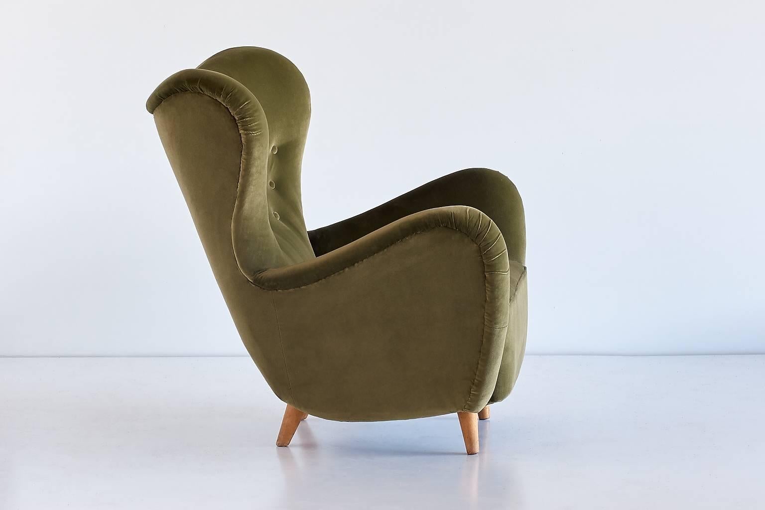 Scandinavian Modern Wingback Lounge Chair by Otto Schultz for Boet, Sweden, 1946