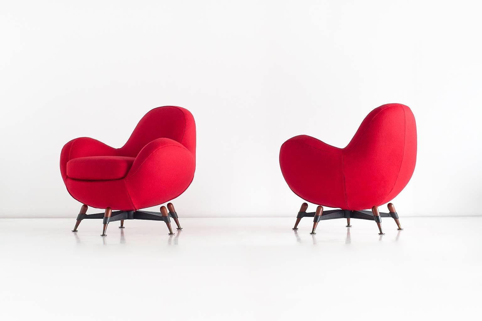 Italian Pair of Rito Valla 'Mercury' Lounge Chairs for IPE Bologna, Italy, 1963