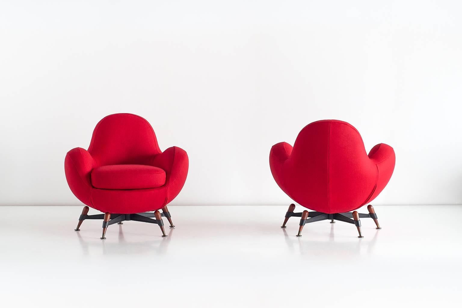 Pair of Rito Valla 'Mercury' Lounge Chairs for IPE Bologna, Italy, 1963 In Excellent Condition In The Hague, NL