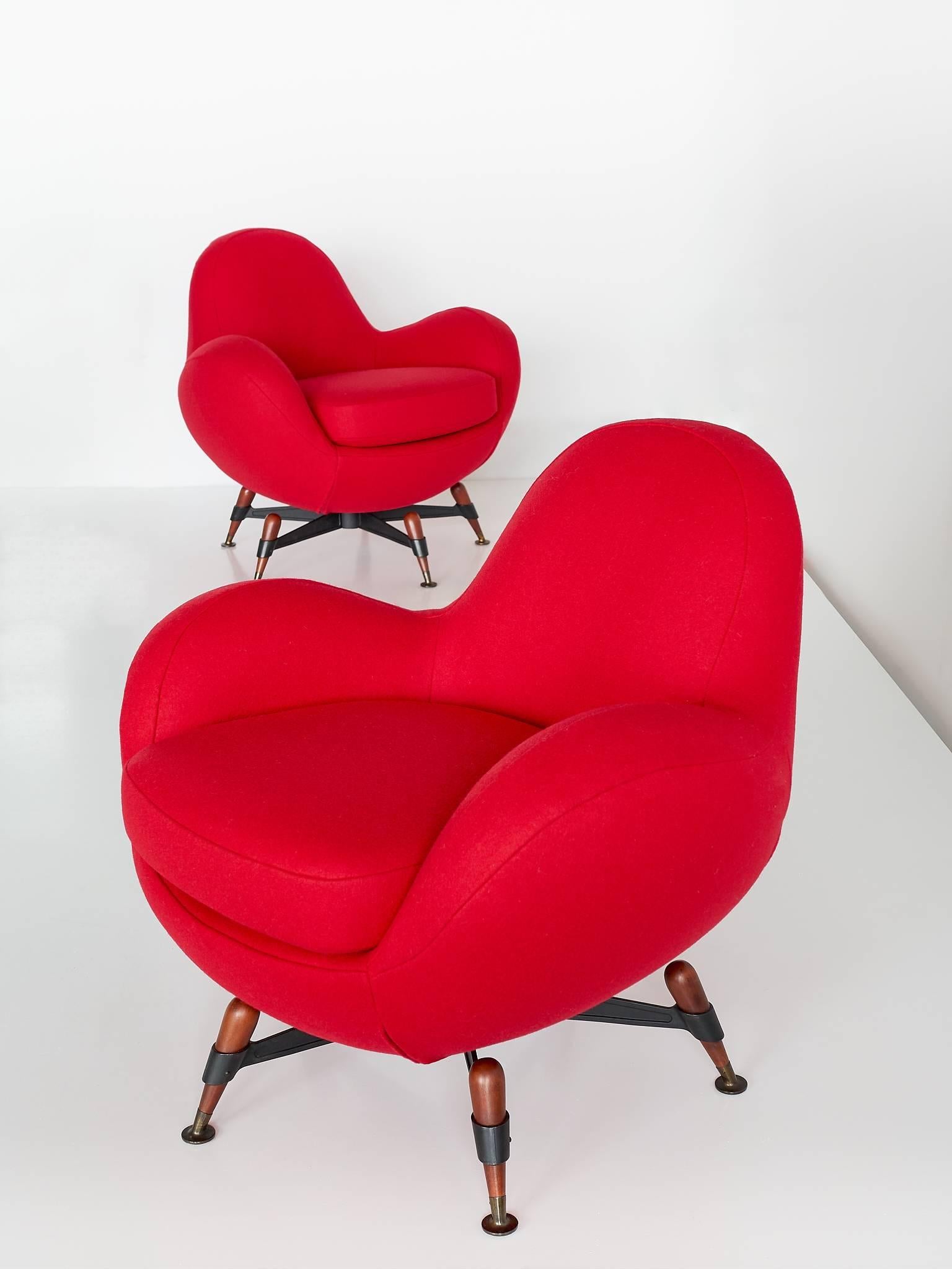 Beech Pair of Rito Valla 'Mercury' Lounge Chairs for IPE Bologna, Italy, 1963