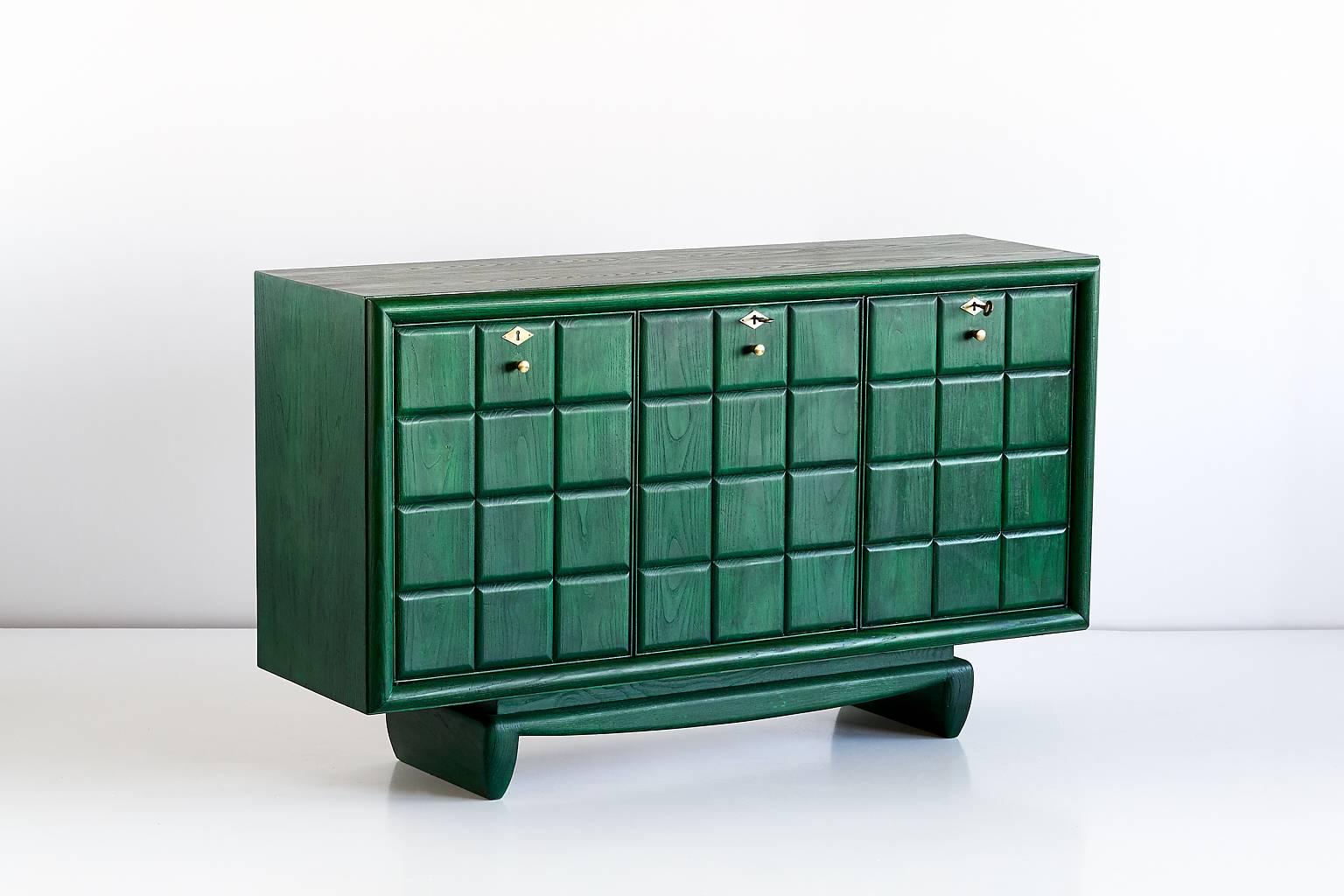 Painted Green Italian Art Deco Cabinet Designed for a Florentine Residence
