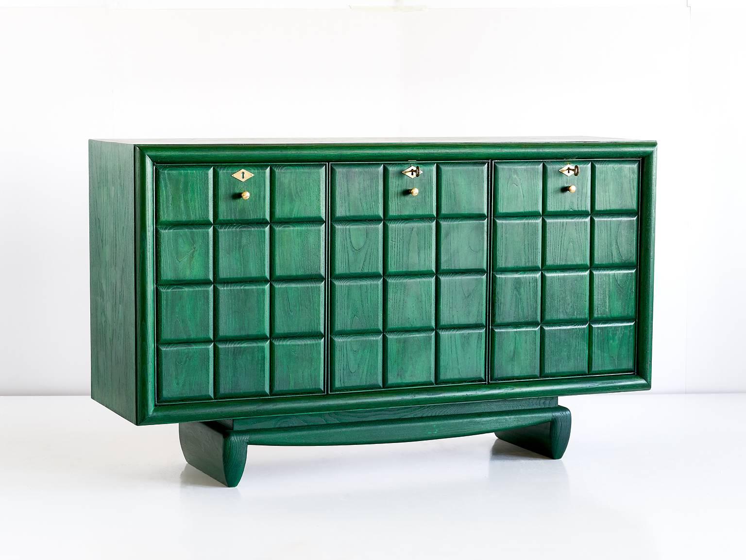 Green Italian Art Deco Cabinet Designed for a Florentine Residence 1