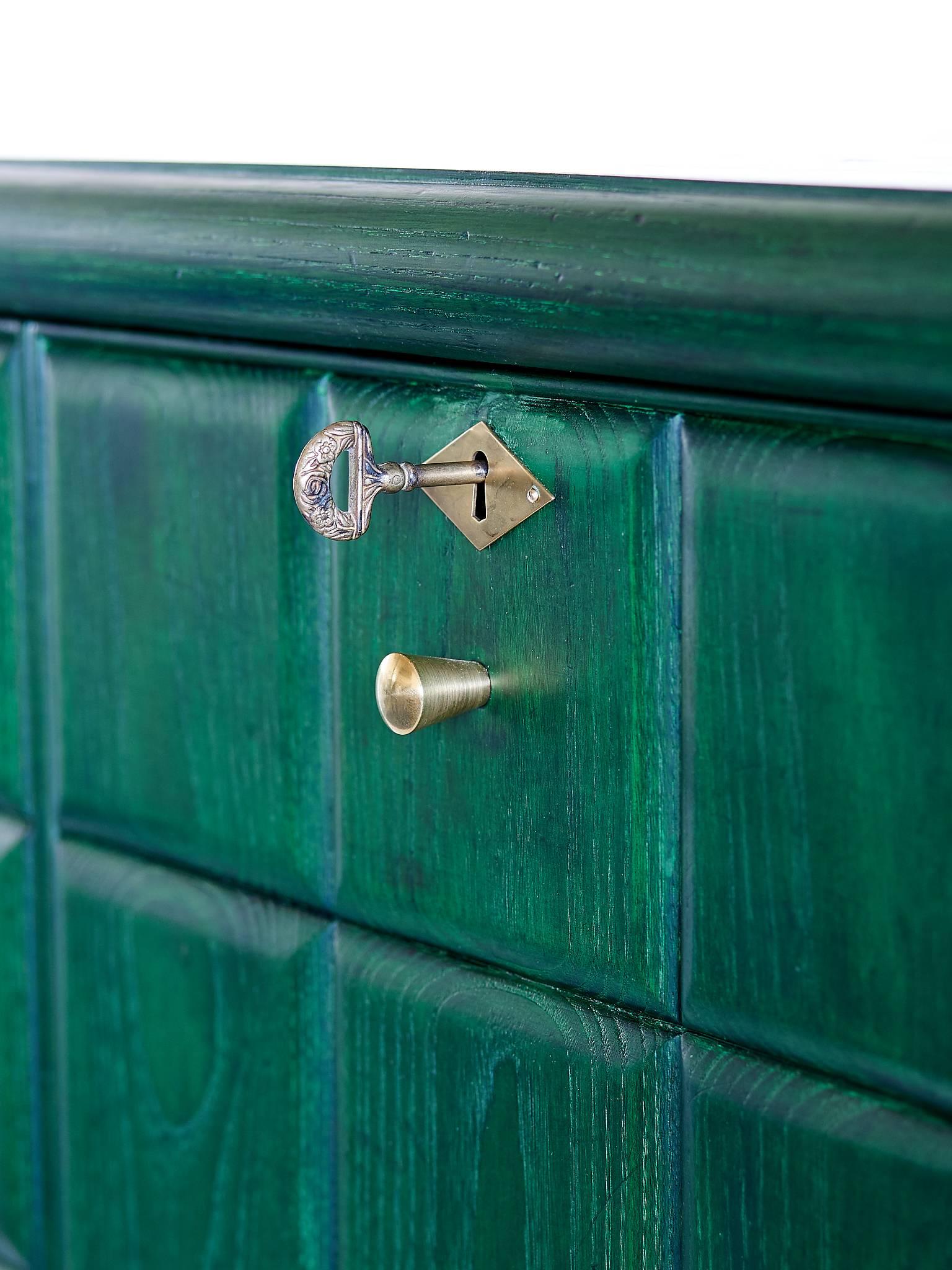 Mid-20th Century Green Italian Art Deco Cabinet Designed for a Florentine Residence