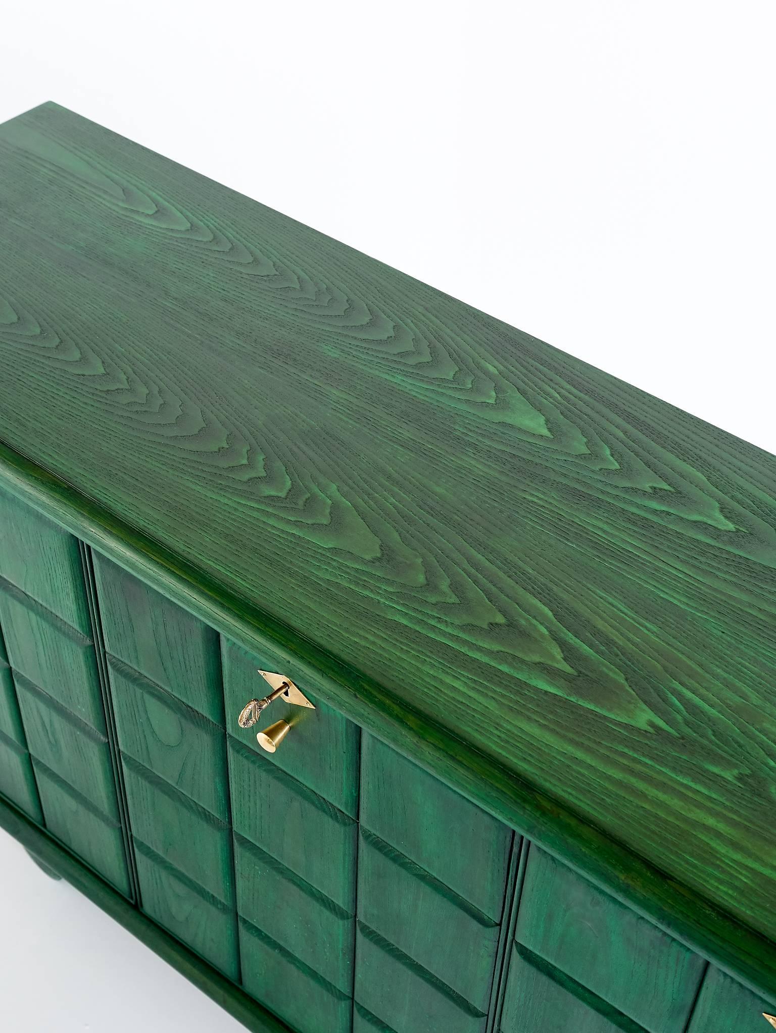 Green Italian Art Deco Cabinet Designed for a Florentine Residence 2