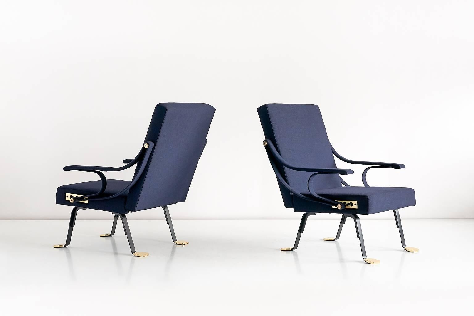 Modern Pair of Ignazio Gardella Digamma Armchairs in Blue Raf Simons for Kvadrat Fabric