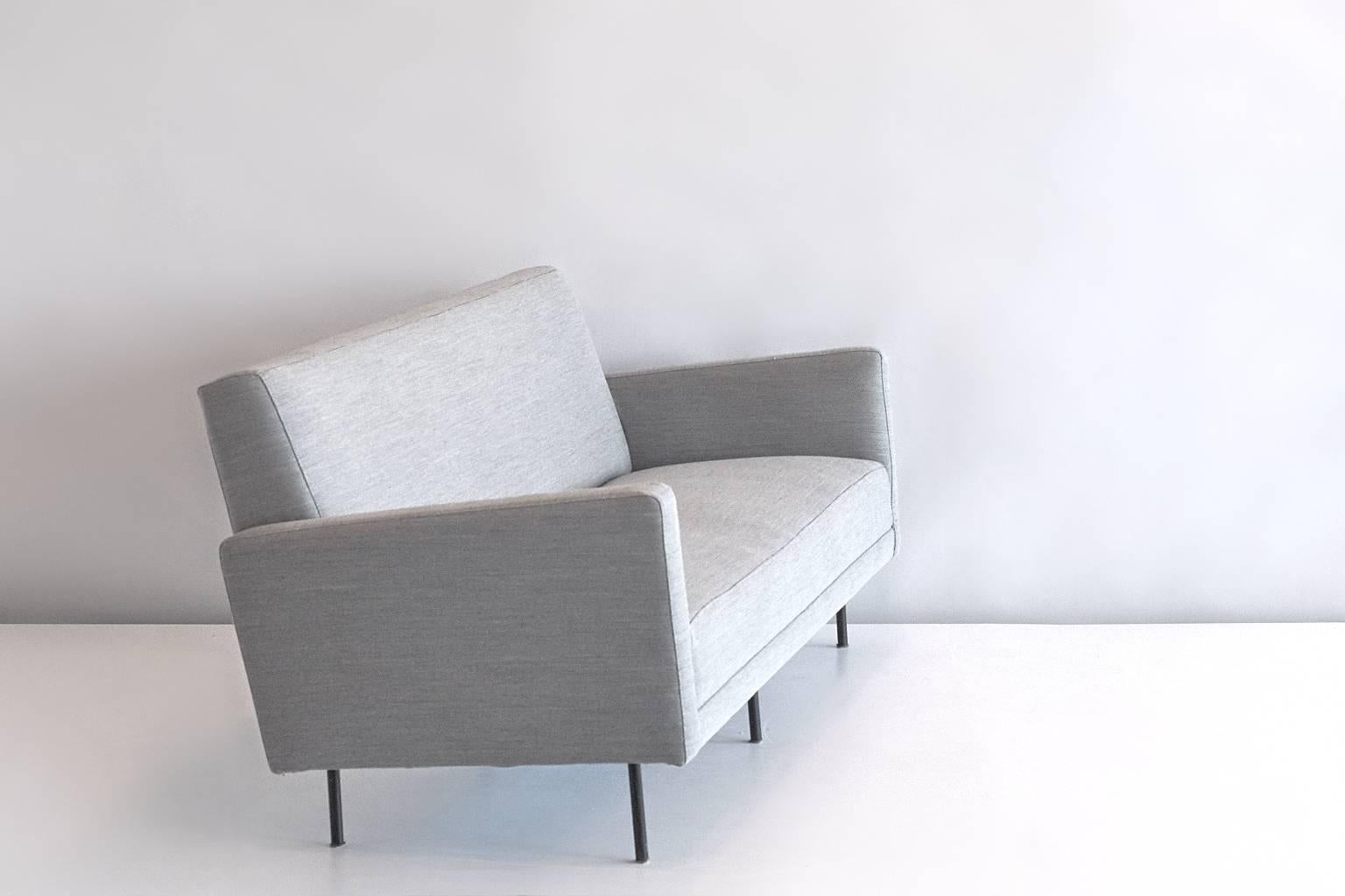 Mid-20th Century Rare Florence Knoll Sofa Produced by De Coene, Newly Upholstered in Kvadrat