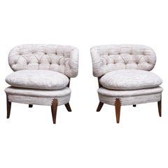 Par de sillones de Otto Schulz en tweed de Pierre Frey y madera de haya, Suecia, década de 1940