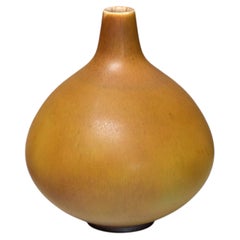 Munk Keramik Ochre Hare's Fur Glazed Ceramic Vase, Enköping, Sweden, 1950s