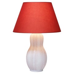 Anna-Lisa Thomson Feather Pattern Ceramic Table Lamp, Upsala-Ekeby Sweden, 1940s