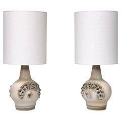 Pair of Einar Johansen Ceramic Table Lamps in Drip Glaze, Søholm, Denmark, 1960s
