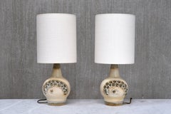 Pair of Einar Johansen Ceramic Table Lamps in Drip Glaze, Søholm, Denmark, 1960s