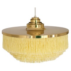 Hans-Agne Jakobsson Fringe Pendant Light, Brass and Silk, Sweden