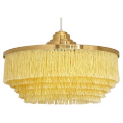 Hans-Agne Jakobsson Fringe Pendant Light, Brass and Silk, Sweden