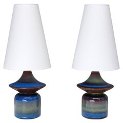 Pair of Einar Johansen Table Lamps in Glazed Stoneware, Søholm, Denmark, 1960s