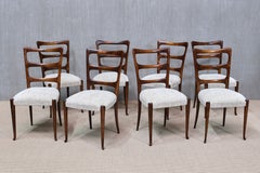 Set di 8 sedie da pranzo di Paolo Buffa in mogano e ciniglia, Italia, fine anni ’40