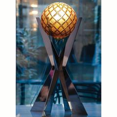 Katuna Acciaio- Inox Steel Crystal Sphere Table Lamp