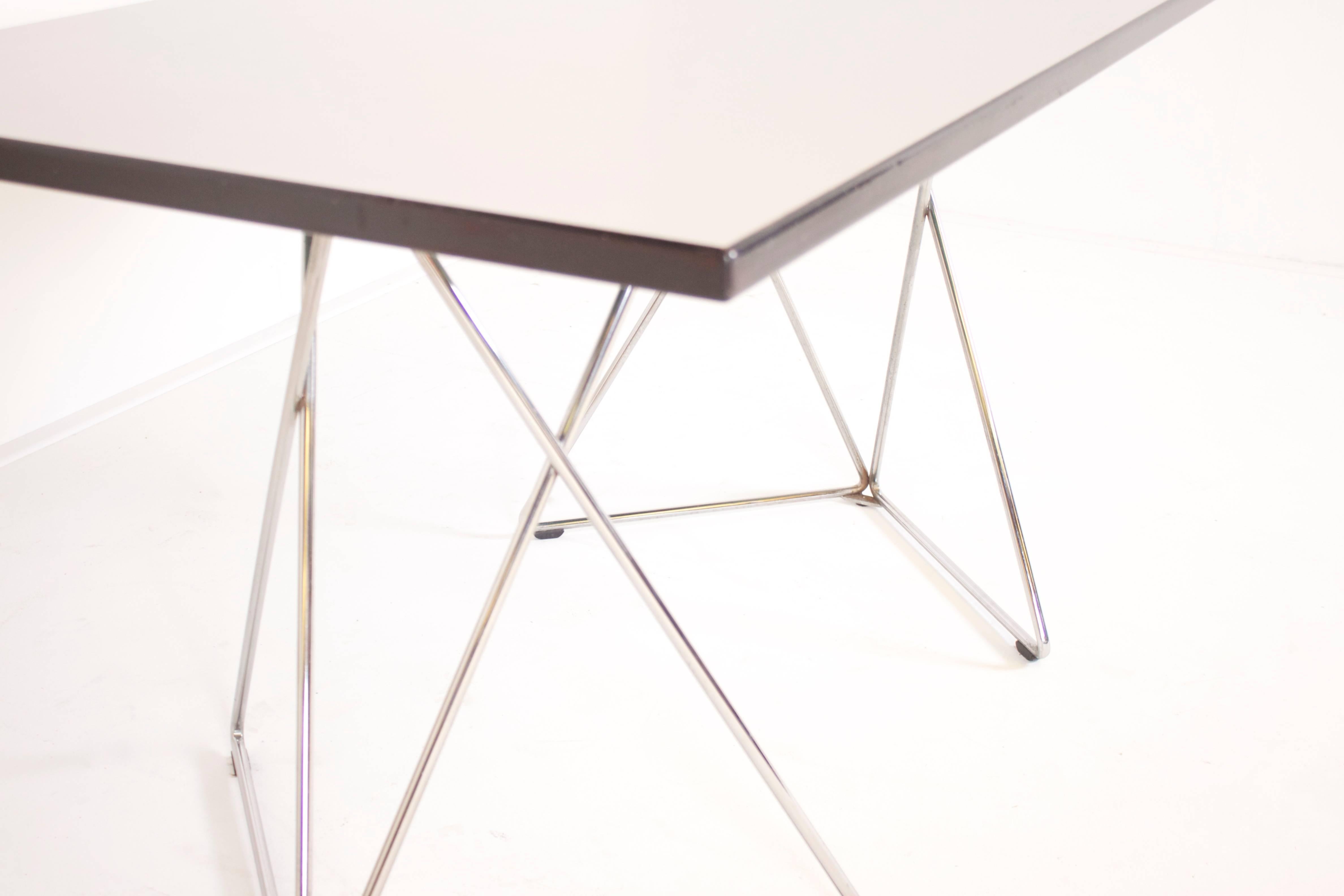 Lacquered Graphic Formica and Chrome Thonet Table or Desk For Sale