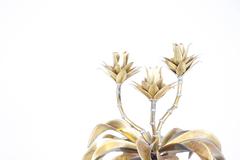 Mid Century Hollywood Regecy Latón Maison Jansen Lámpara de mesa Flower Leaves