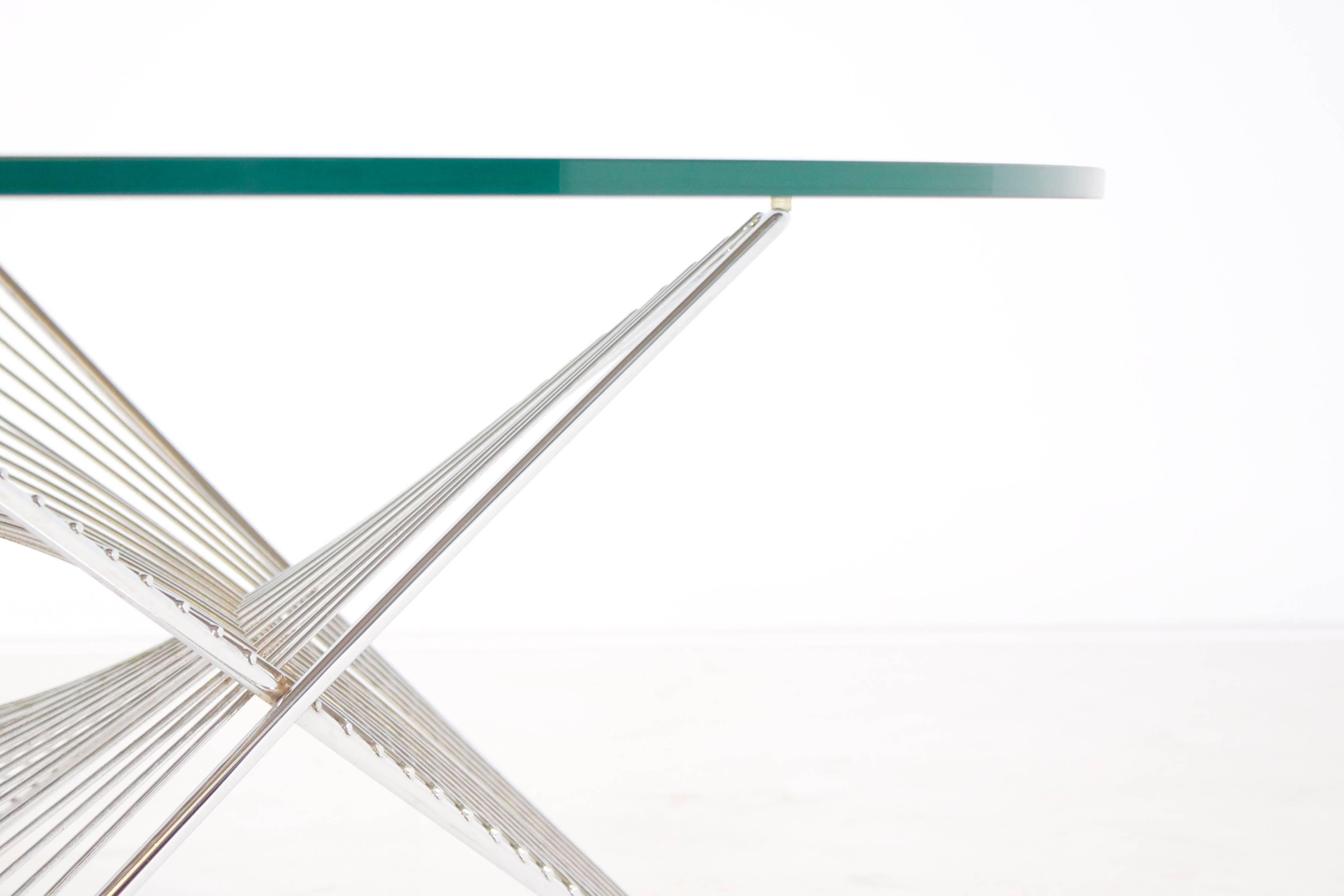Mid-Century Modern Rare 1970s Glass and Chrome Graphic Coffee Table For Sale
