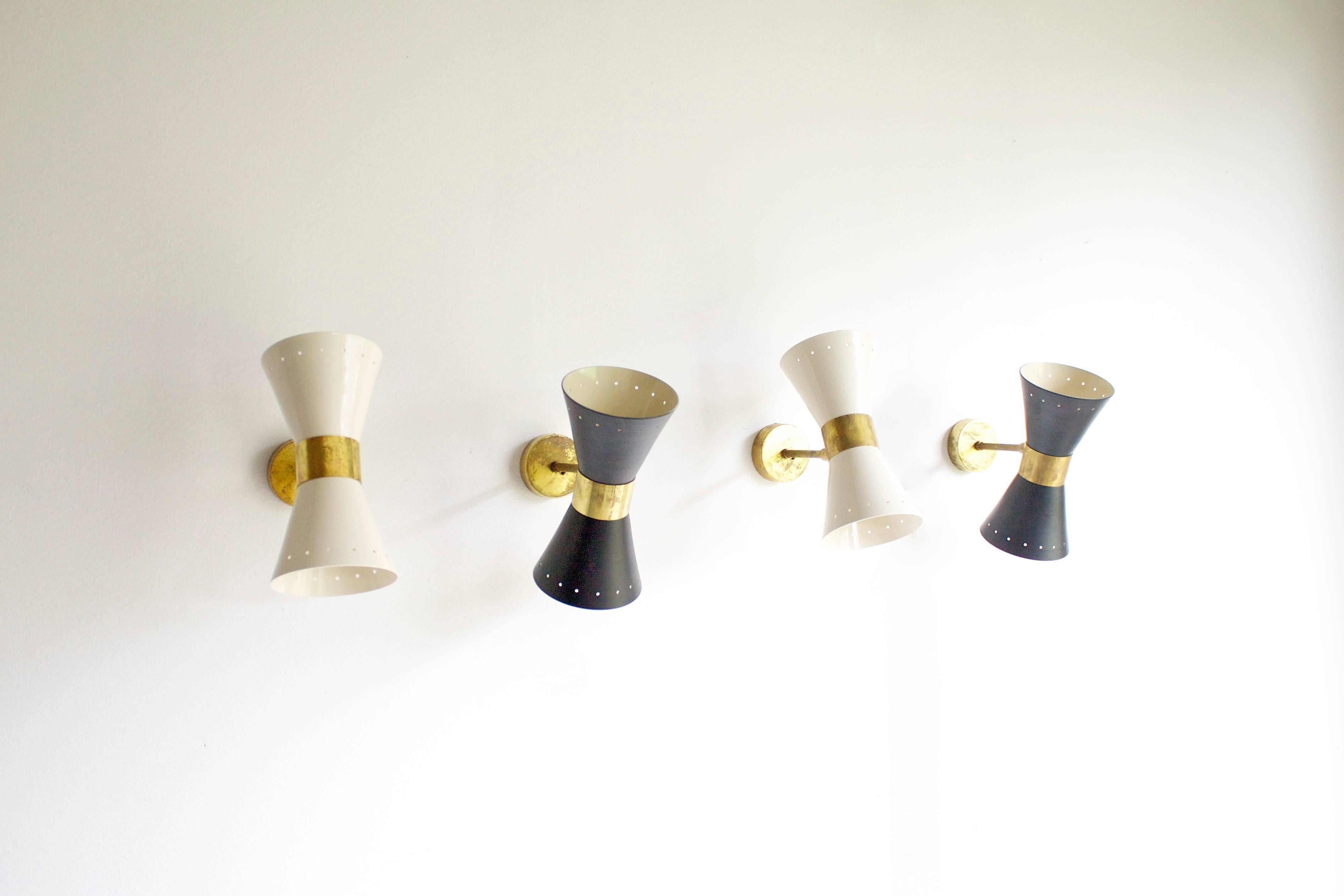 Italian Four Diabolo Shaped Sconces in the Style of Stilnovo