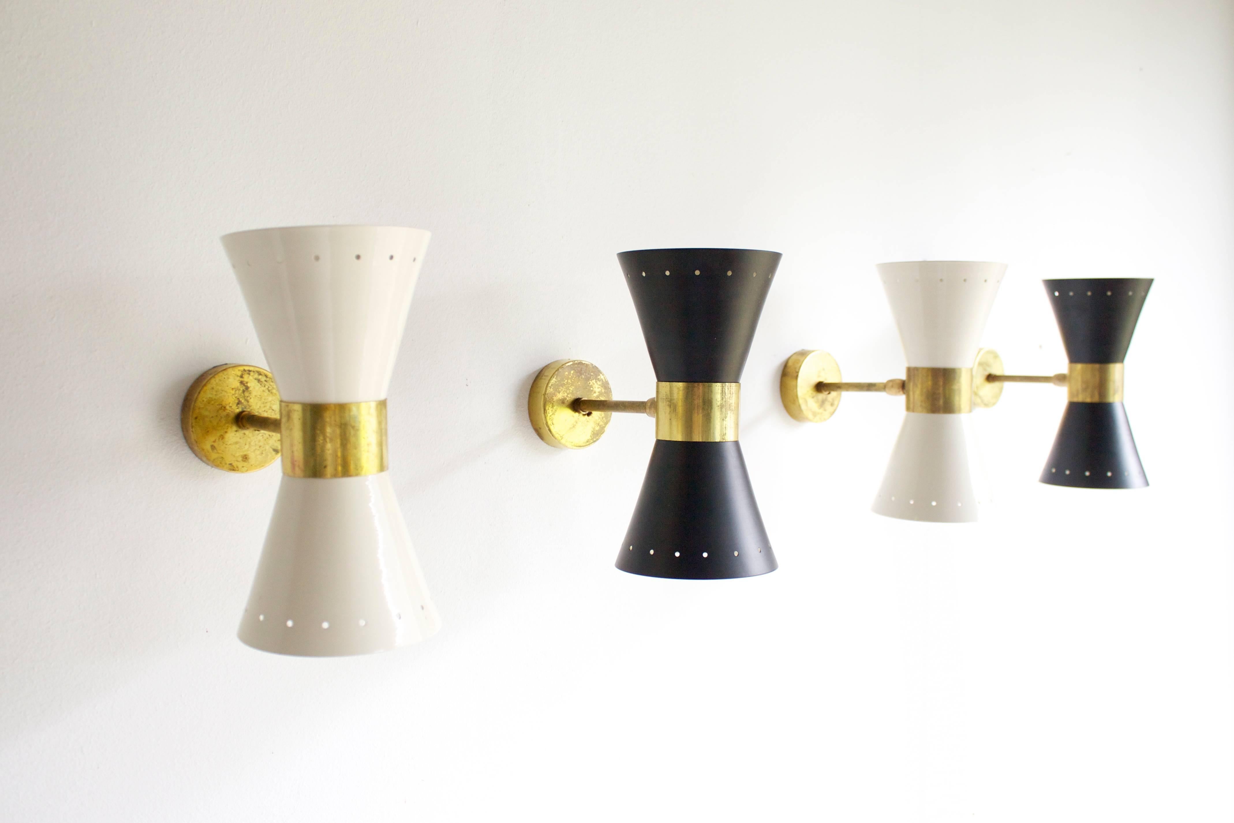 Lacquered Four Diabolo Shaped Sconces in the Style of Stilnovo