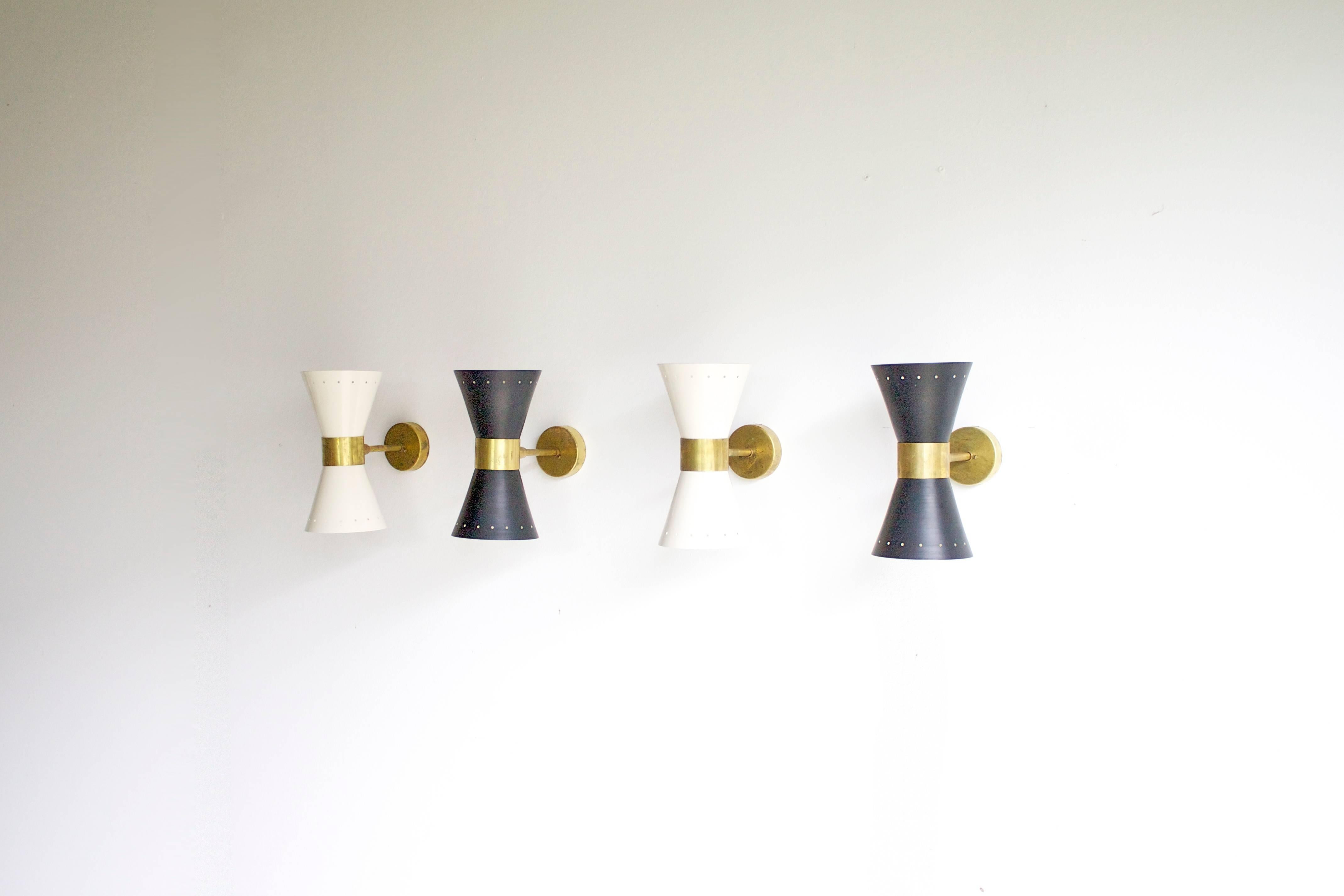 Four Diabolo Shaped Sconces in the Style of Stilnovo In Good Condition In Echt, NL
