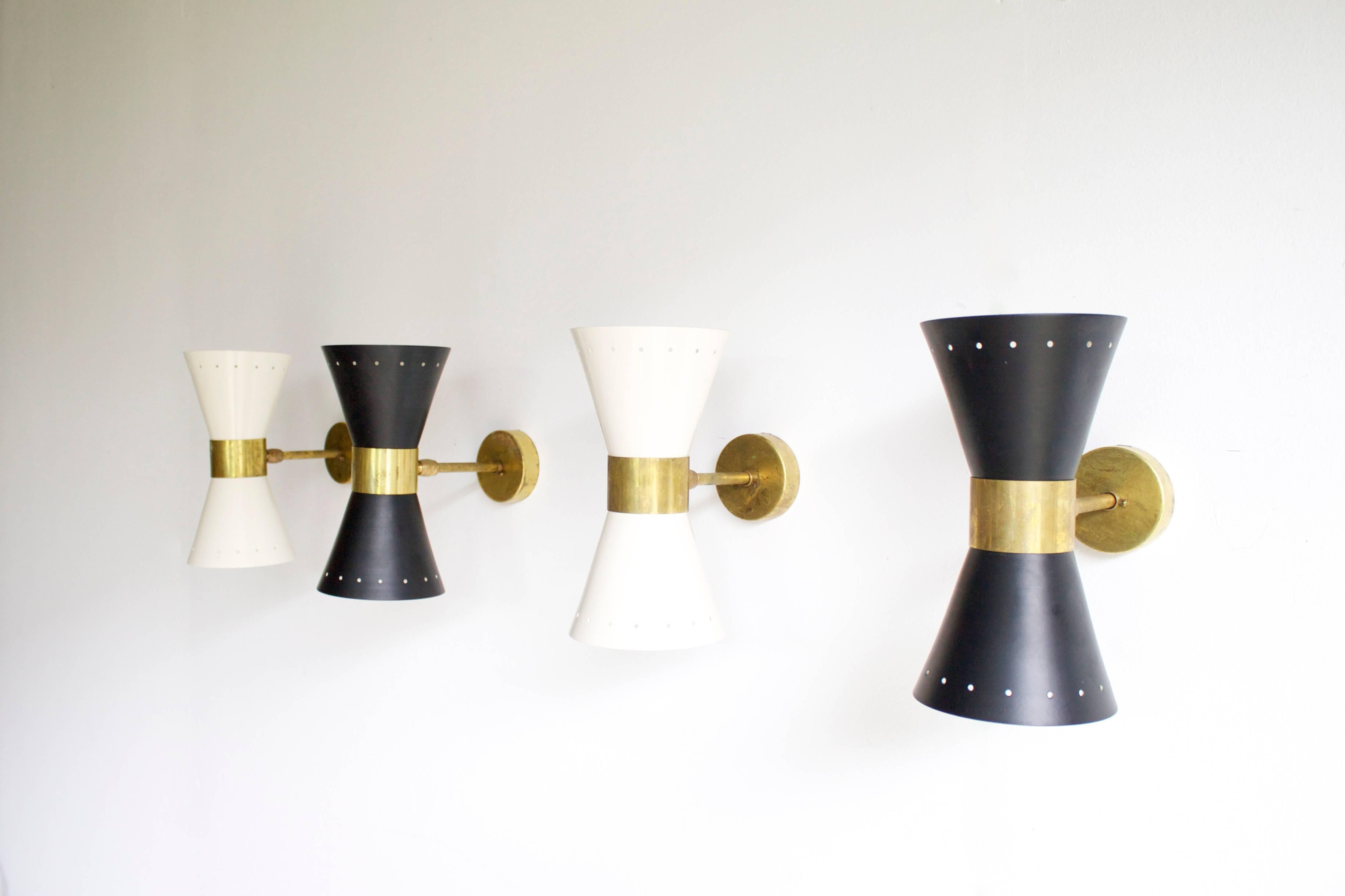 20th Century Four Diabolo Shaped Sconces in the Style of Stilnovo