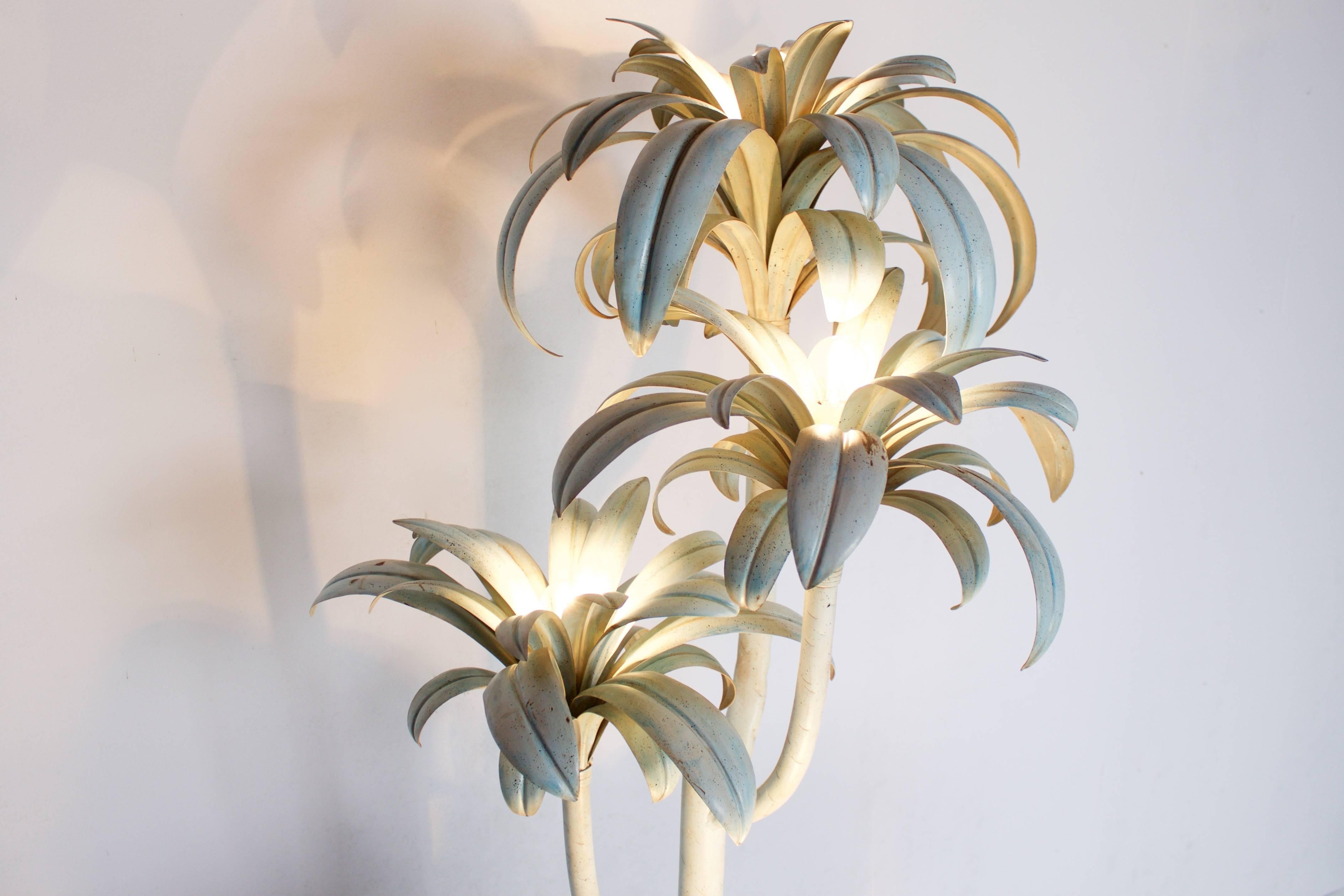 Lacquered Large Hollywood Regency Palm Tree Floor Lamp